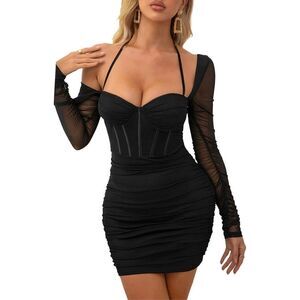 NEW Mini Corset Dress Bone Ruched Bodycon Sexy Party Dress XL